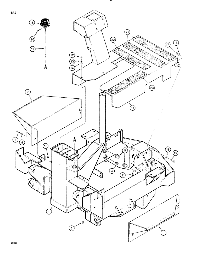 Схема запчастей Case SD100 - (184) - REAR FRAME, FENDERS, AND FLOOR PLATE (39) - FRAMES AND BALLASTING