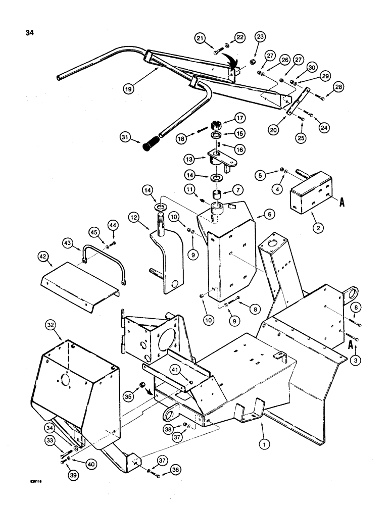 Схема запчастей Case TL200 - (34) - MAIN FRAME, CONSOLE, AND STEERING HANDLE 