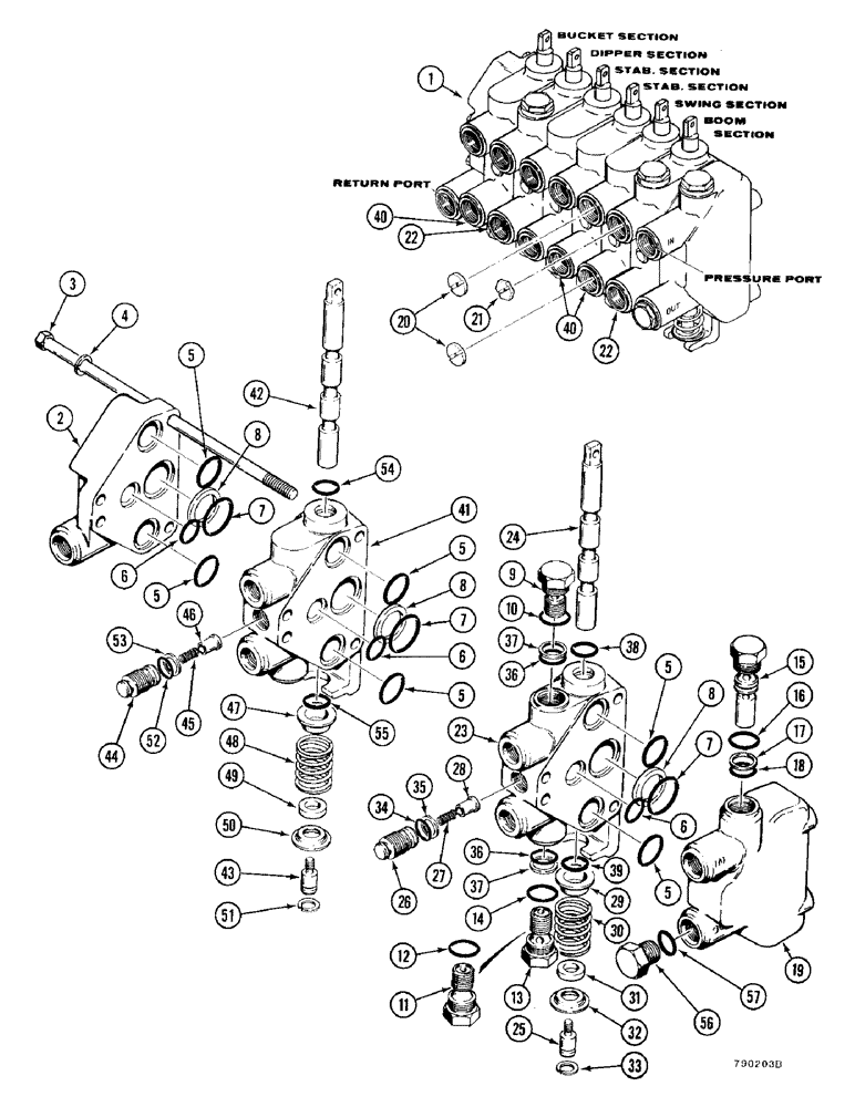 Схема запчастей Case FH4 - (3-24) - BACKHOE CONTROL VALVE ASSEMBLY (35) - HYDRAULIC SYSTEMS