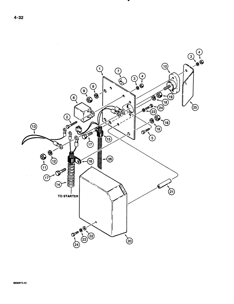 Схема запчастей Case 621 - (4-32) - REAR HARNESS TO RELAY PANEL (04) - ELECTRICAL SYSTEMS