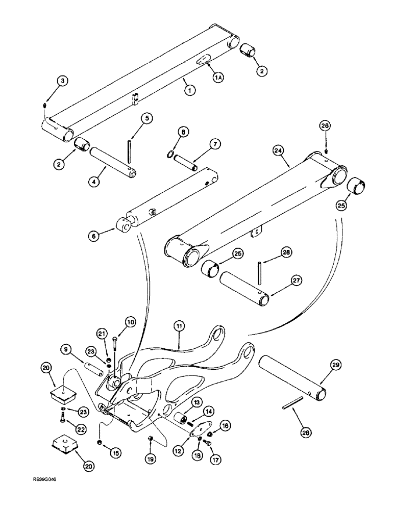 Схема запчастей Case 860 - (9-105A) - PLOW LIFT ARMS AND MOUNTING - PLOWS WITH OPEN LIFT CRADLE (09) - CHASSIS/ATTACHMENTS