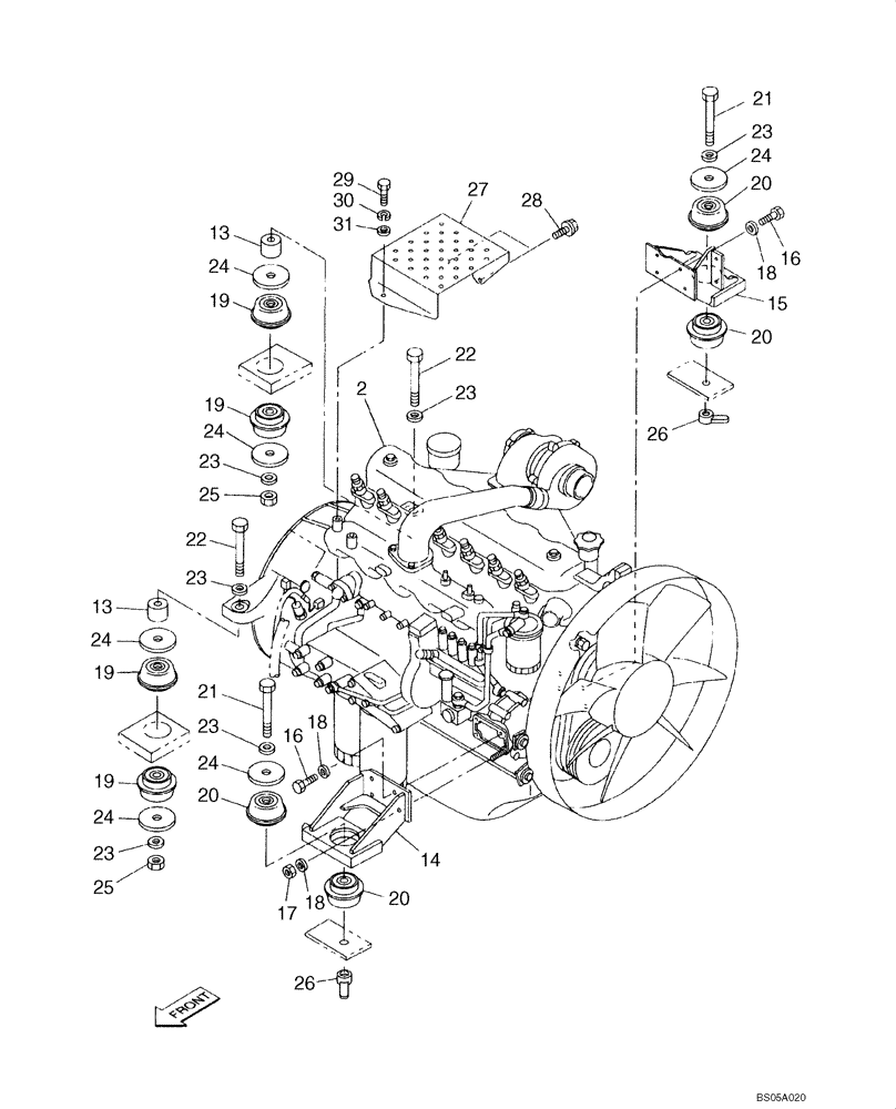 Схема запчастей Case CX225SR - (02-01) - ENGINE MOUNTING - ENGINE (02) - ENGINE