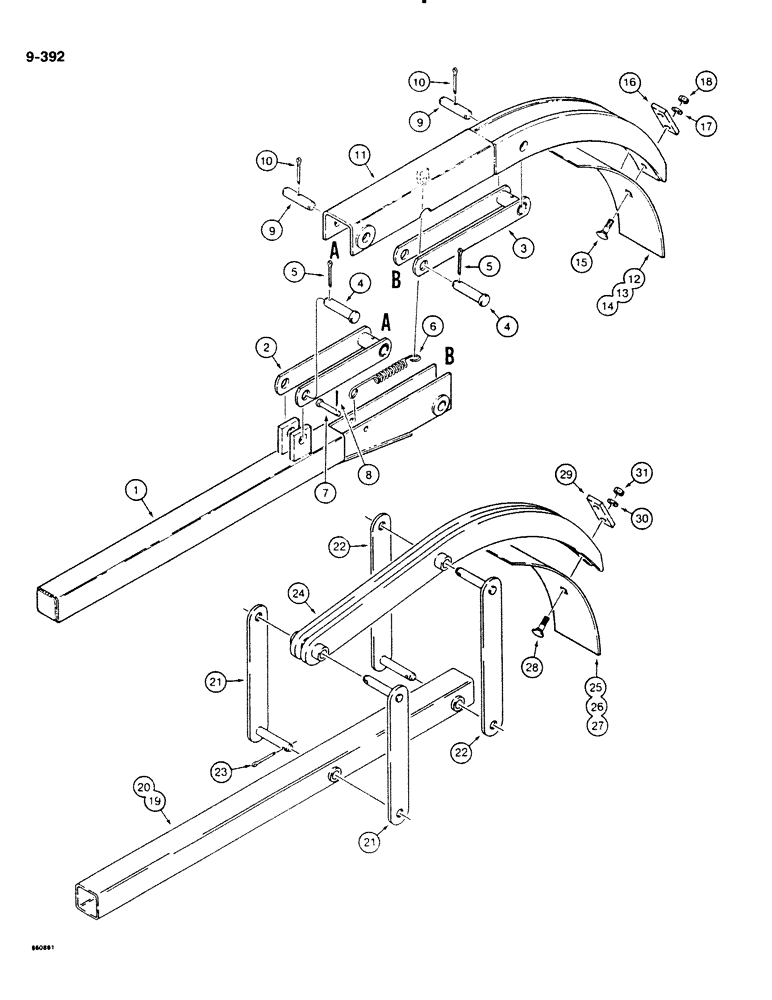 Схема запчастей Case DH4B - (9-392) - CRUMBER BOOM ATTACHMENTS (09) - CHASSIS/ATTACHMENTS