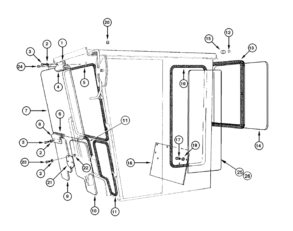 Схема запчастей Case 865 DHP - (9-062) - CAB - WINDOWS (OPEN CAB) (09) - CHASSIS