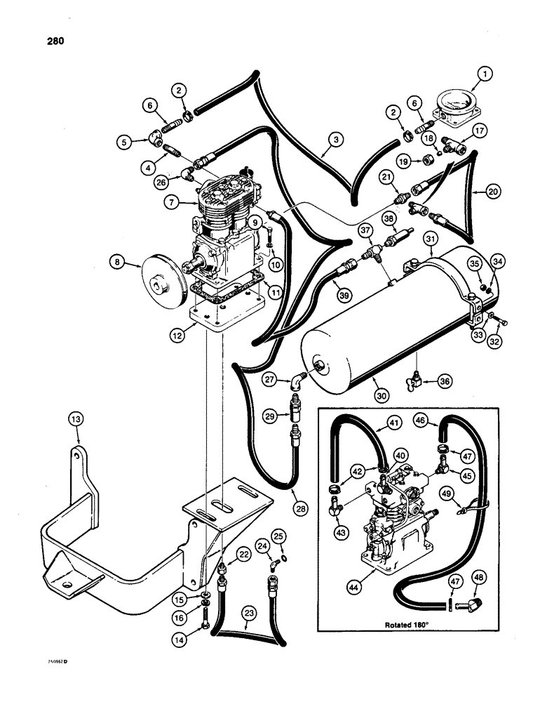 Схема запчастей Case W24C - (280) - AIR COMPRESSOR TO RESERVOIR (07) - BRAKES