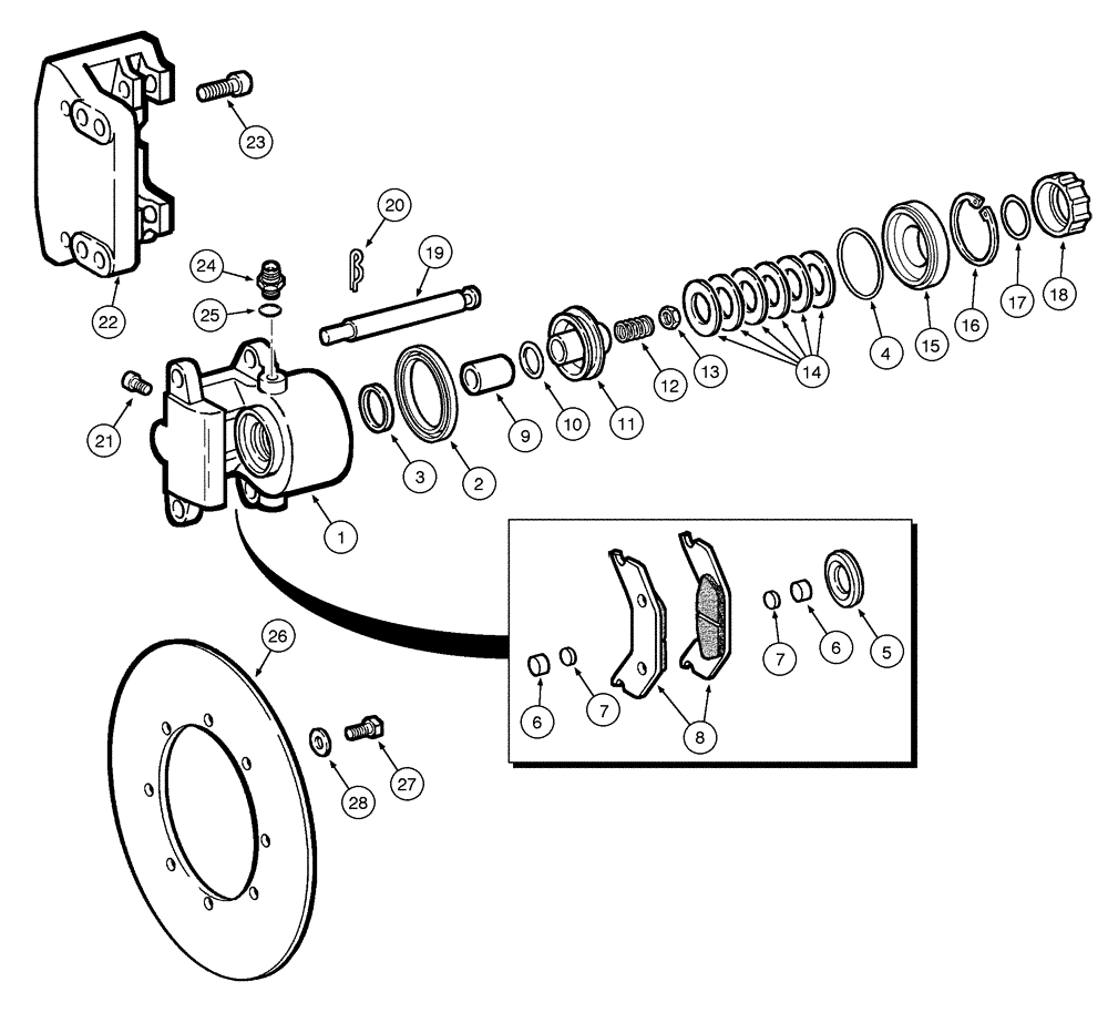 Схема запчастей Case 845 - (07-02[01]) - PARKING BRAKE - DISK (07) - BRAKES