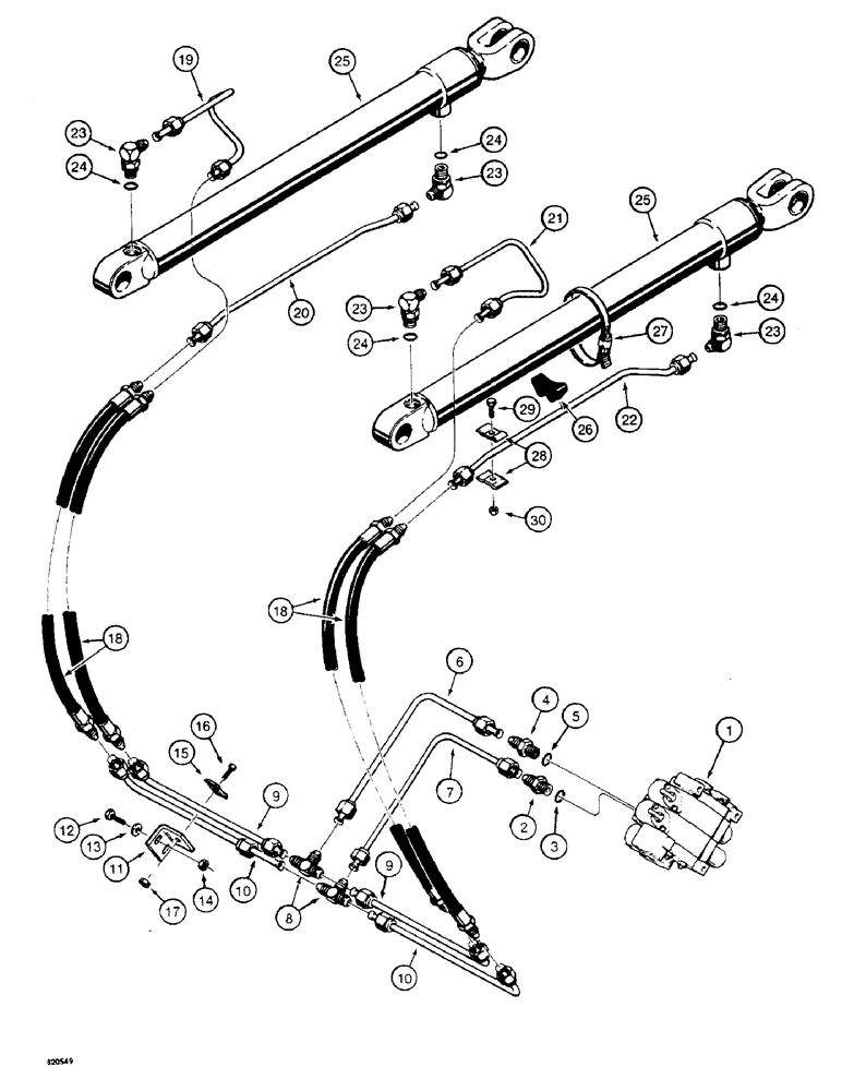 Схема запчастей Case W4 - (128) - LOADER LIFT CYLINDER HYDRAULIC CIRCUIT (08) - HYDRAULICS