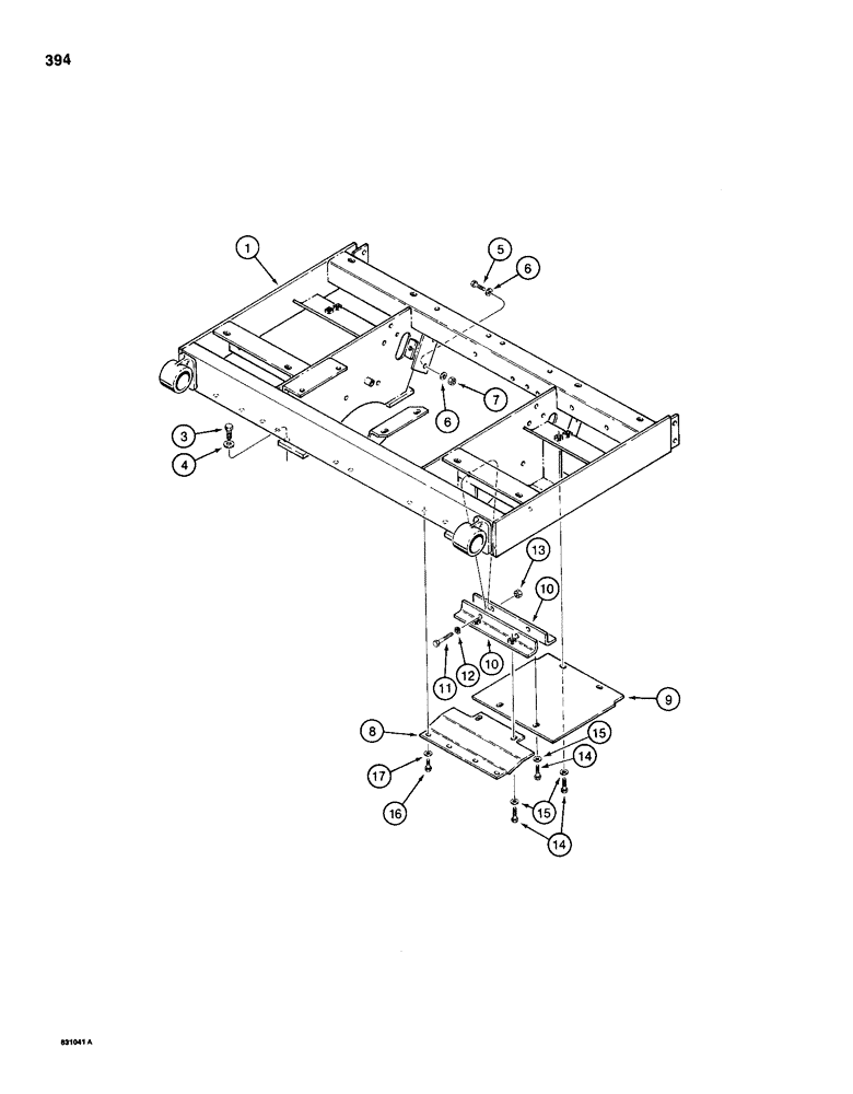 Схема запчастей Case 1150D - (394) - SEAT AND RESERVOIRS FRAME AND GUARDS (09) - CHASSIS/ATTACHMENTS