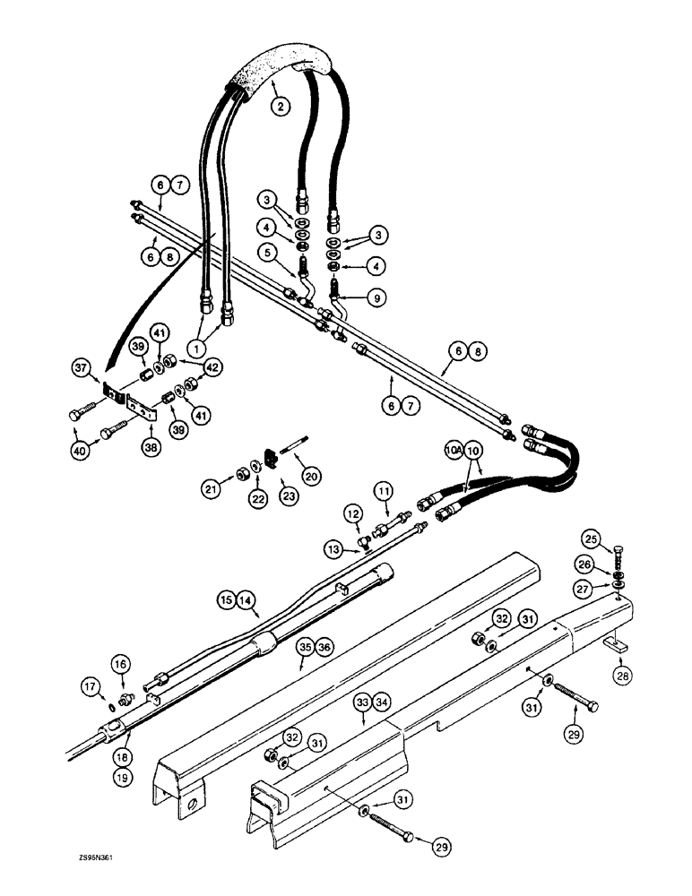 Схема запчастей Case 1150E - (8-050) - DOZER ANGLE HYDRAULIC CIRCUIT, ANGLE TILT PITCH DOZER MODELS GRILLE TO CYLINDERS (08) - HYDRAULICS