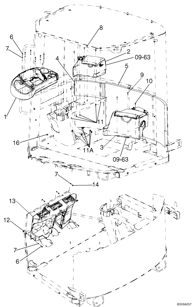 Схема запчастей Case 521E - (09-60) - CAB - INTERIOR TRIM (09) - CHASSIS