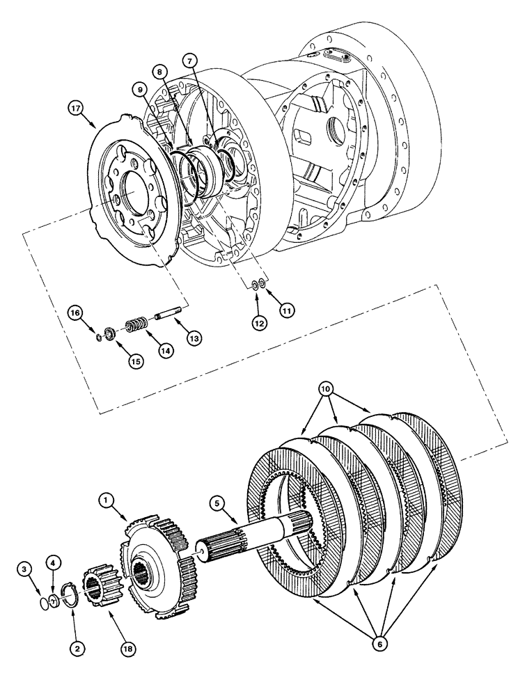 Схема запчастей Case 845 - (06.26[00]) - REAR AXLE GRAZIANO - SERVICE BREAKE ASSEMBLY (06) - POWER TRAIN