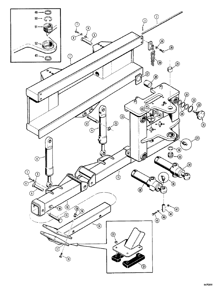 Схема запчастей Case 33 - (070) - SIDE SHIFT FRAME AND STABILIZERS 