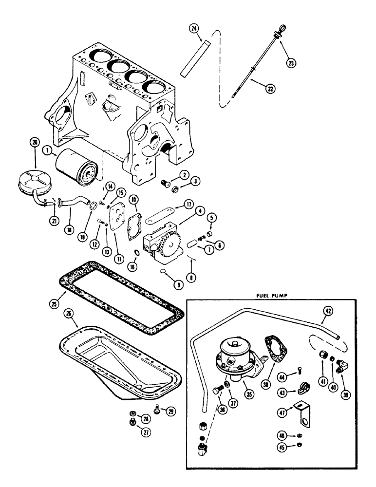 Схема запчастей Case 310G - (040) - OIL PUMP - OIL FILTER - OIL PAN, (148B) SPARK IGNITION ENGINE (01) - ENGINE