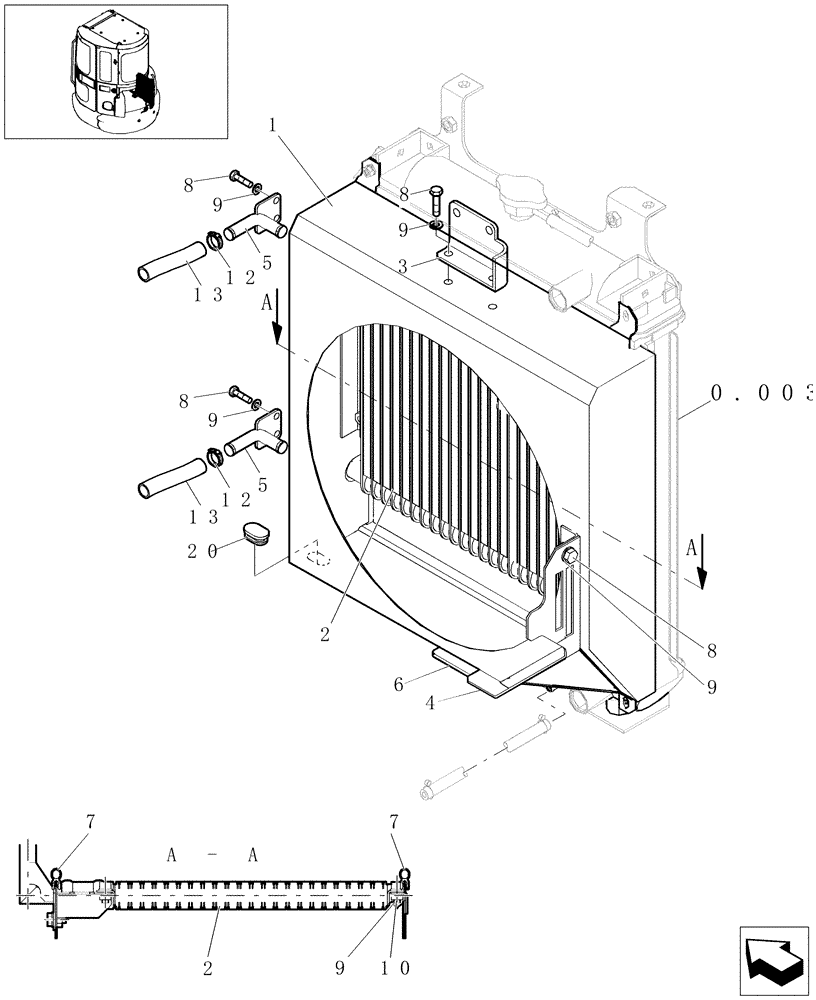 Схема запчастей Case CX31B - (5.0604[07]) - RADIATOR - COMPONENTS (HEATER&COOLER, CAB) - 747939020 (10) - ENGINE