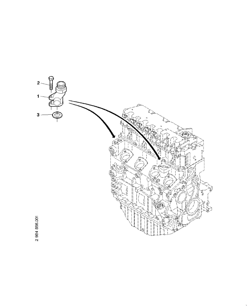 Схема запчастей Case 221D - (95.010[2984886001]) - WATER SUPPLY CONNECTOR (10) - ENGINE