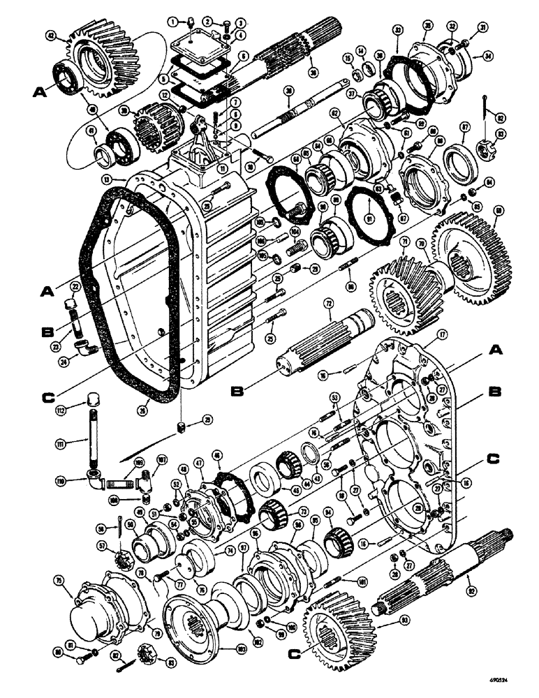 Схема запчастей Case 300 - (080) - TRANSFER CASE (03) - TRANSMISSION