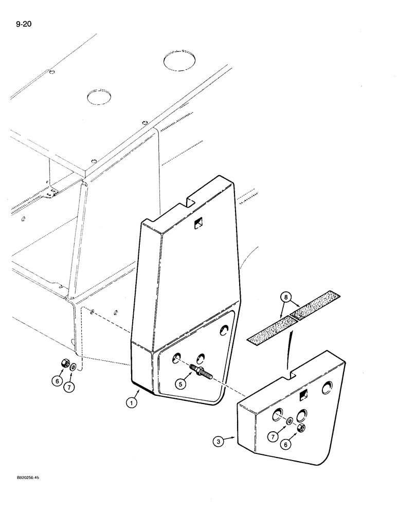 Схема запчастей Case 721 - (9-020) - COUNTERWEIGHTS, 3400 POUND TOTAL WEIGHT (09) - CHASSIS/ATTACHMENTS