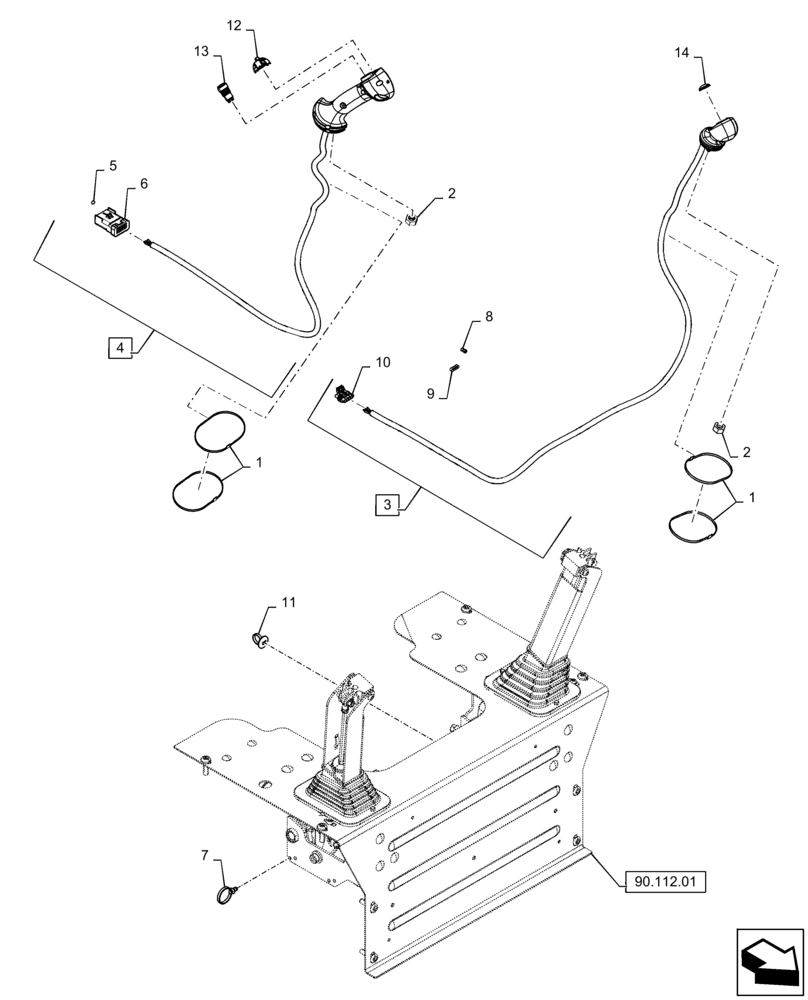 Схема запчастей Case SV300 - (55.512.CL[02]) - LEVEL 100 HANDLE GRIPS, 1-SPEED MECH CONTROLS (55) - ELECTRICAL SYSTEMS