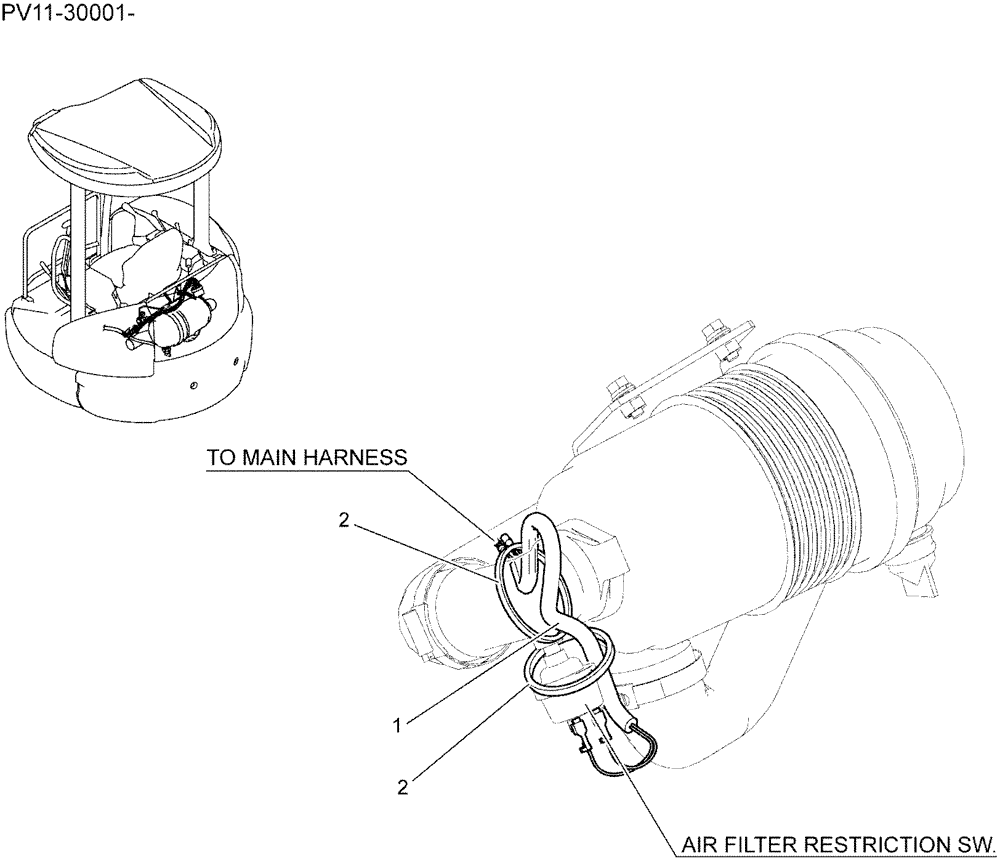 Схема запчастей Case CX27B - (01-074) - HARNESS ASSY (CLEANER AIR) (55) - ELECTRICAL SYSTEMS