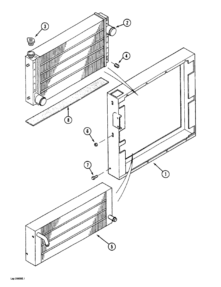 Схема запчастей Case 1088 - (2-16) - RADIATOR AND OIL COOLER (02) - ENGINE