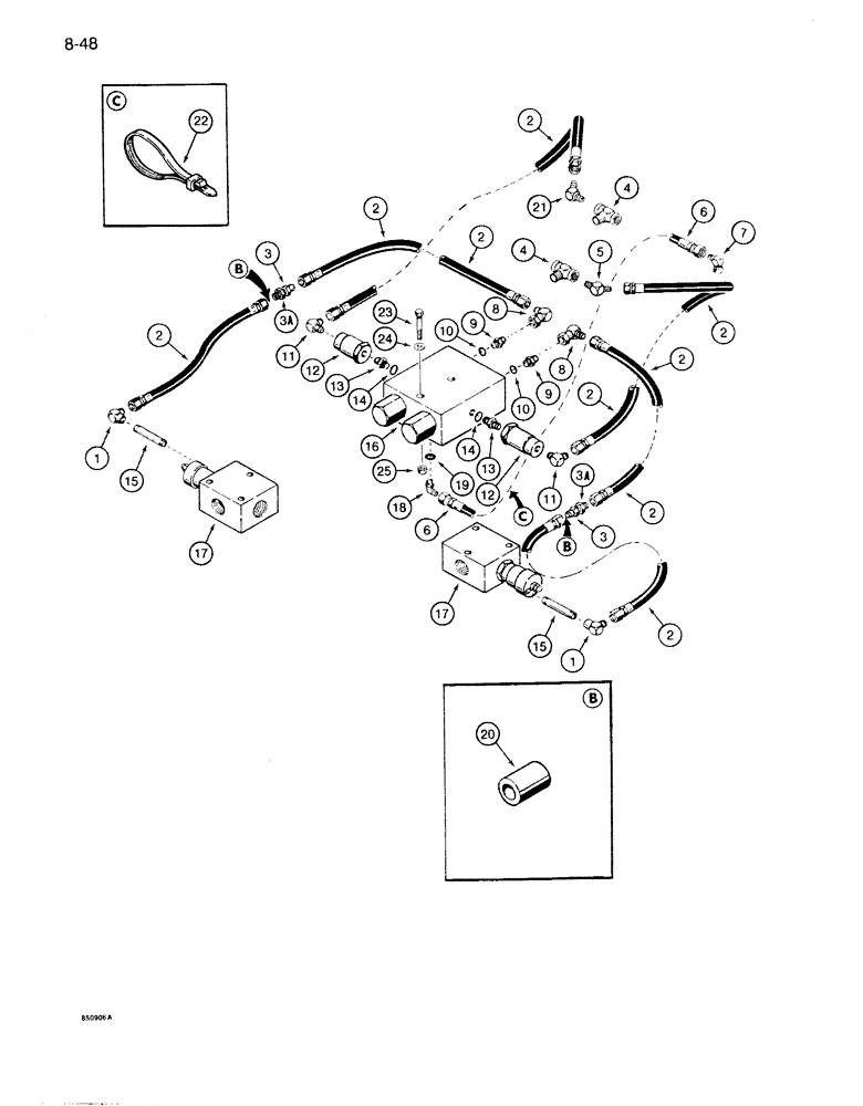 Схема запчастей Case 1085B - (8-048) - POWER SENSING HYDRAULIC CIRCUIT (08) - HYDRAULICS