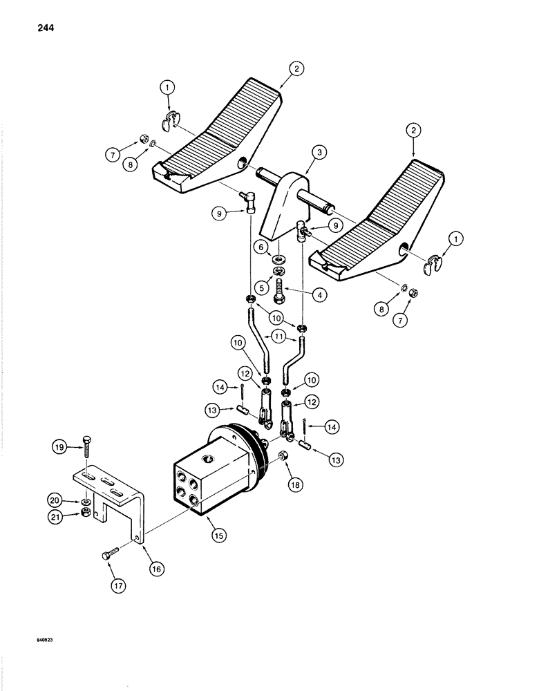 Схема запчастей Case 1280B - (244) - FOOT PEDAL CONTROLS (09) - CHASSIS/ATTACHMENTS