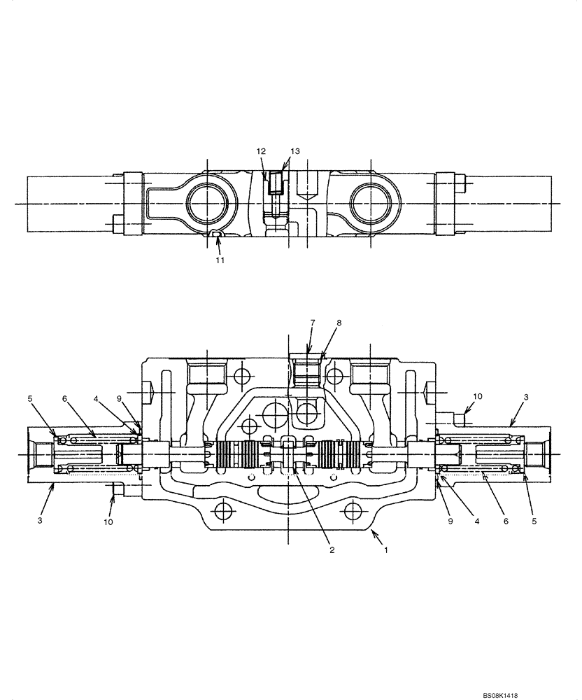 Схема запчастей Case CX50B - (07-008) - VALVE ASSY, CONTROL (TRAVEL RIGHT) (PH30V00057F1) ELECTRICAL AND HYDRAULIC COMPONENTS