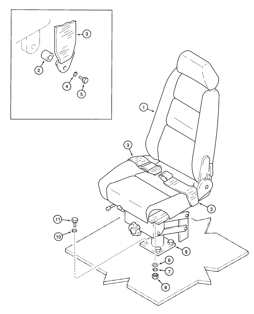 Схема запчастей Case 9020 - (9-28) - SEAT, SEAT BELTS AND MOUNTING (09) - CHASSIS