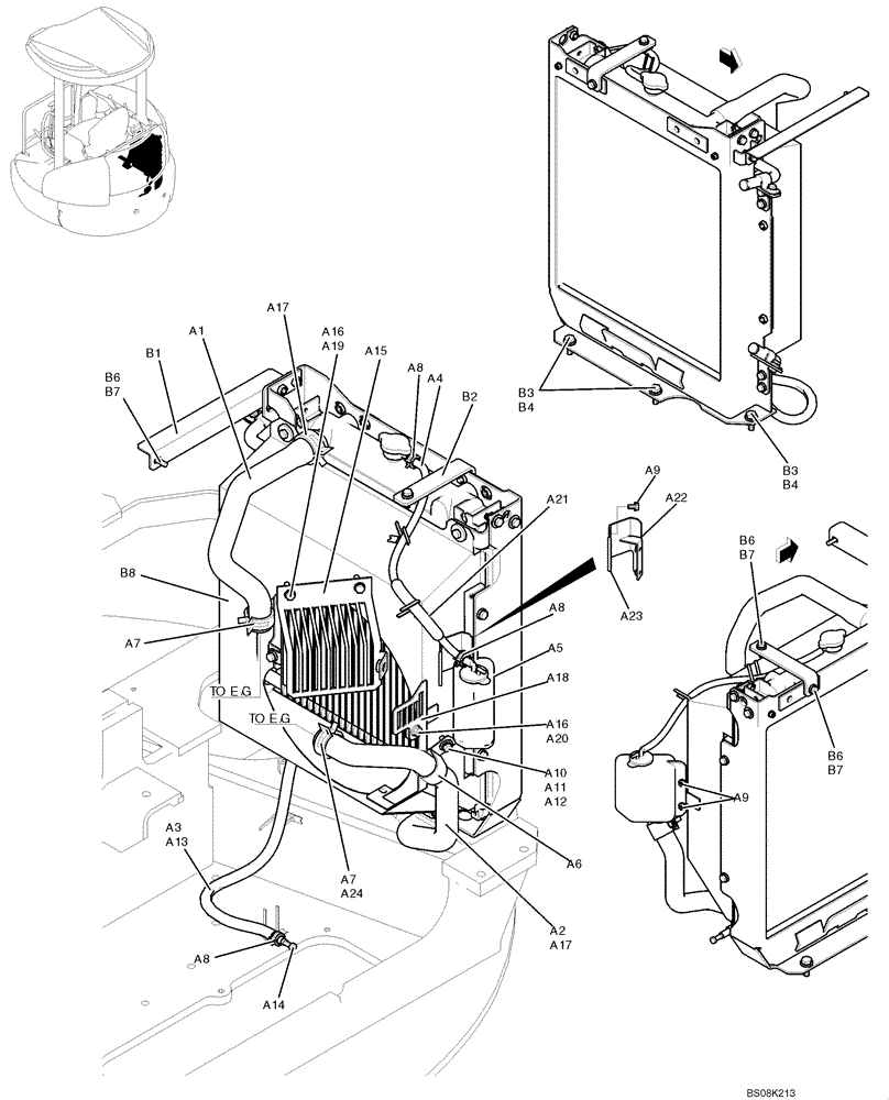 Схема запчастей Case CX50B - (05-003) - RADIATOR INSTALLATION (COOLER) (PH05P00024F1, PH05P00027F1) OPTIONAL PARTS