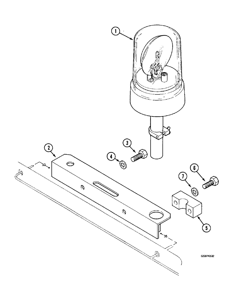 Схема запчастей Case 220B - (4-36) - ROTATING BEACON, IF USED (04) - ELECTRICAL SYSTEMS