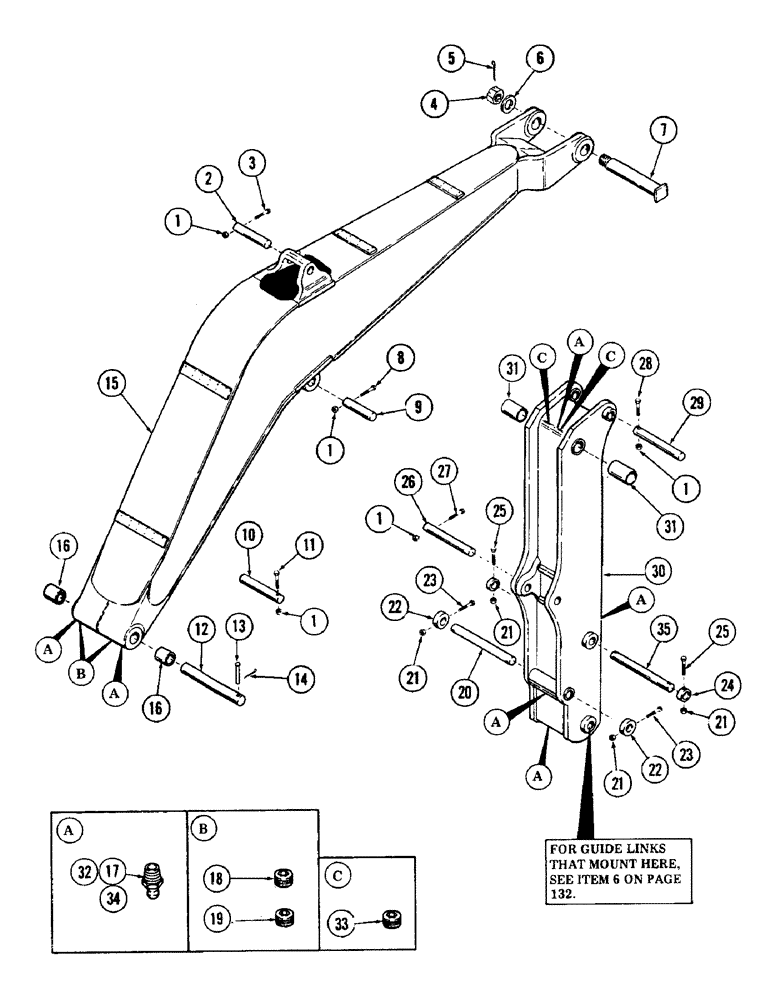 Схема запчастей Case 40 - (130) - "Y" BOOM AND TOOL BOOM (84) - BOOMS, DIPPERS & BUCKETS