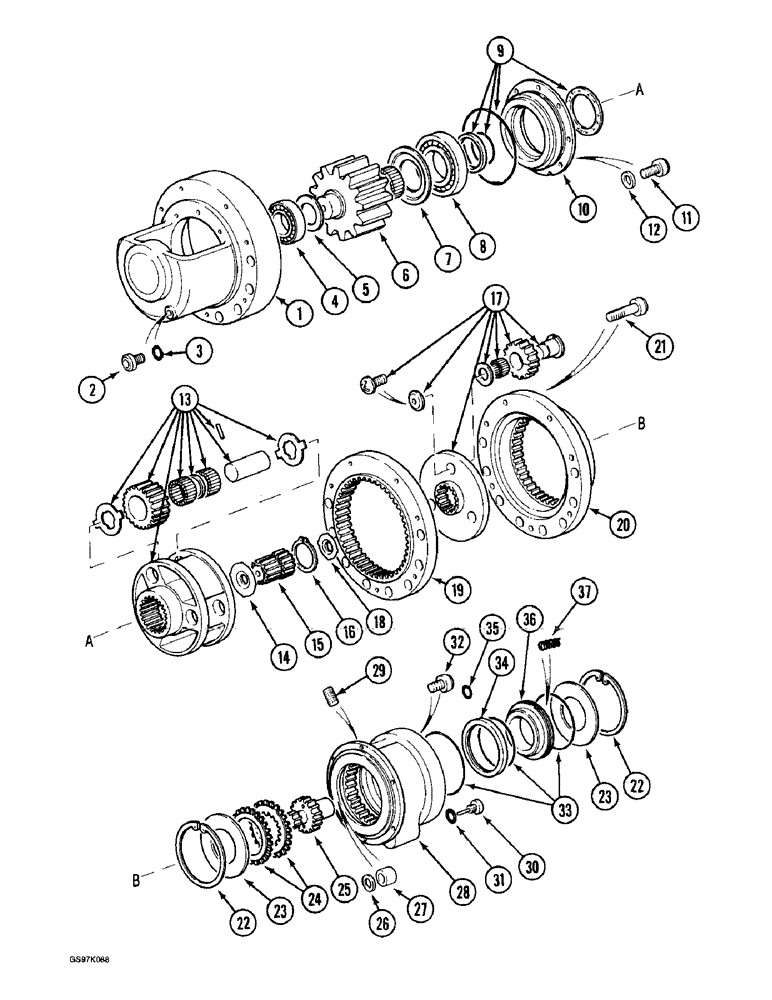 Схема запчастей Case 888 - (6-12) - SWING TRANSMISSION, P.I.N. 15401 THRU 15482 (06) - POWER TRAIN