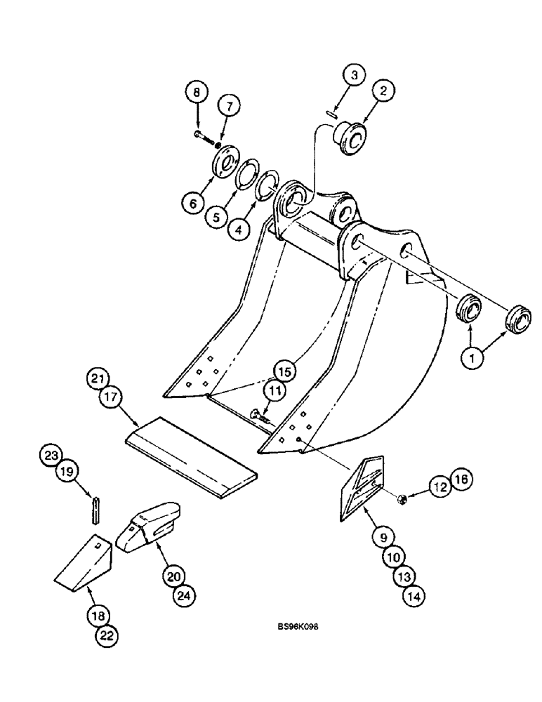 Схема запчастей Case 9040B - (9-118) - H & H BUCKETS, GENERAL PURPOSE AND HEAVY DUTY - STANDARD OR HIGH CAPACITY (09) - CHASSIS