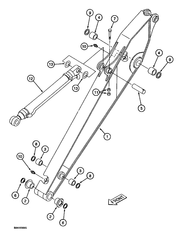 Схема запчастей Case 9030B - (9-098) - ARM AND CYLINDER, STANDARD MODELS ONLY, 2.4 M (7 FT. 10 INCH) ARM (09) - CHASSIS