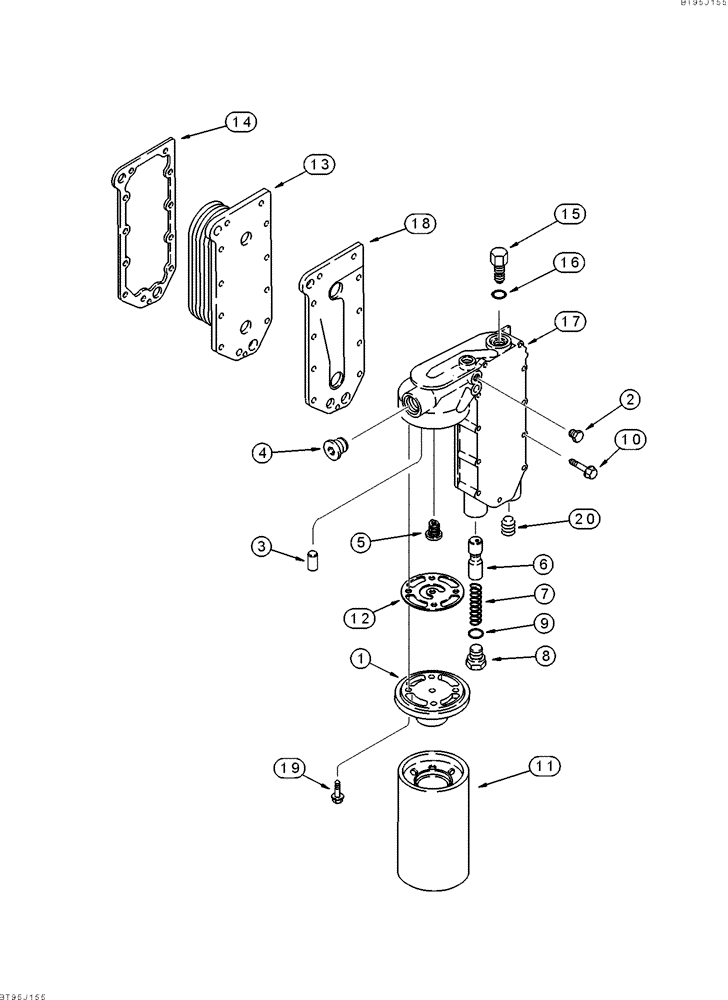 Схема запчастей Case 9040 - (2-22) - OIL FILTER AND COOLER, 6T-830 ENGINE (02) - ENGINE