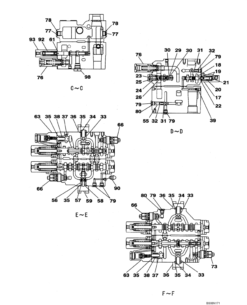 Схема запчастей Case CX290B - (08-60) - KBJ12141 VALVE ASSY - CONTROL (08) - HYDRAULICS