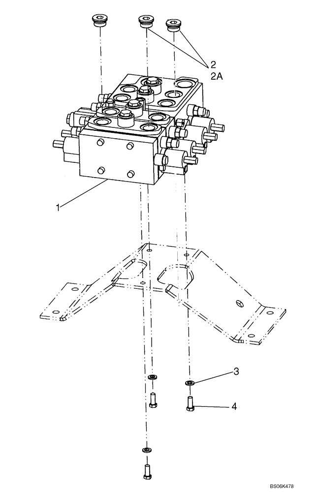 Схема запчастей Case 921E - (08-20) - VALVE, CONTROL - MOUNTING, FOUR SPOOL (08) - HYDRAULICS