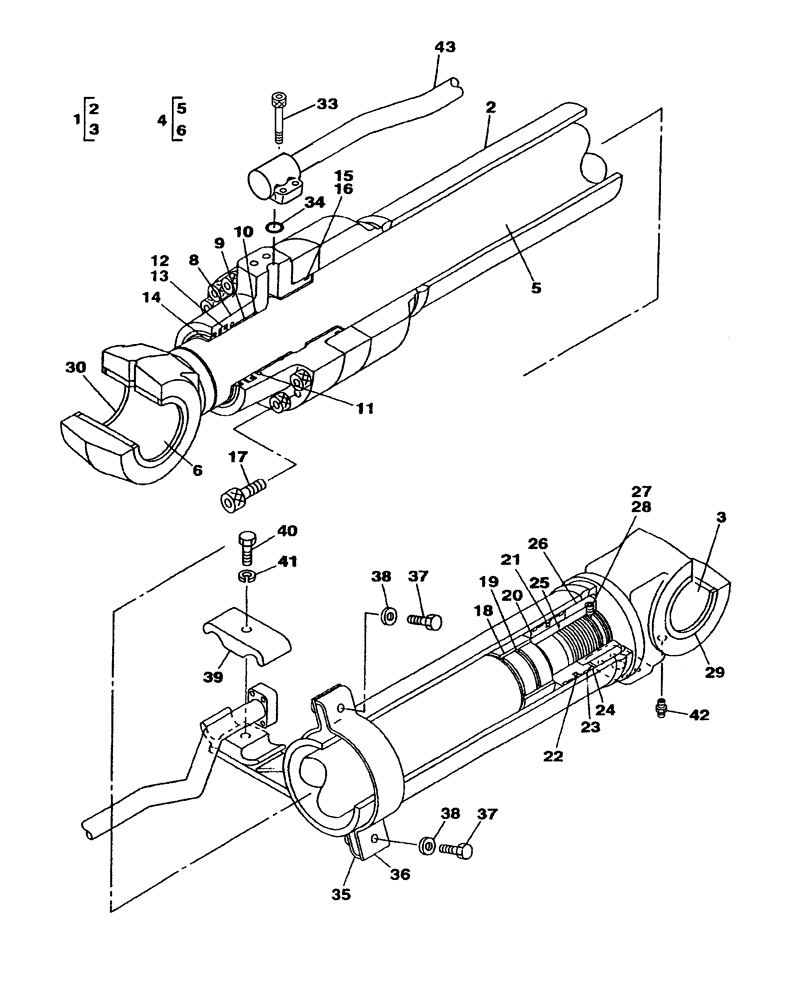 Схема запчастей Case CX350 - (08-203-00[01]) - BOOM CYLINDER - LEFT - WITH VALVE, PRESSURE RELIEF (08) - HYDRAULICS