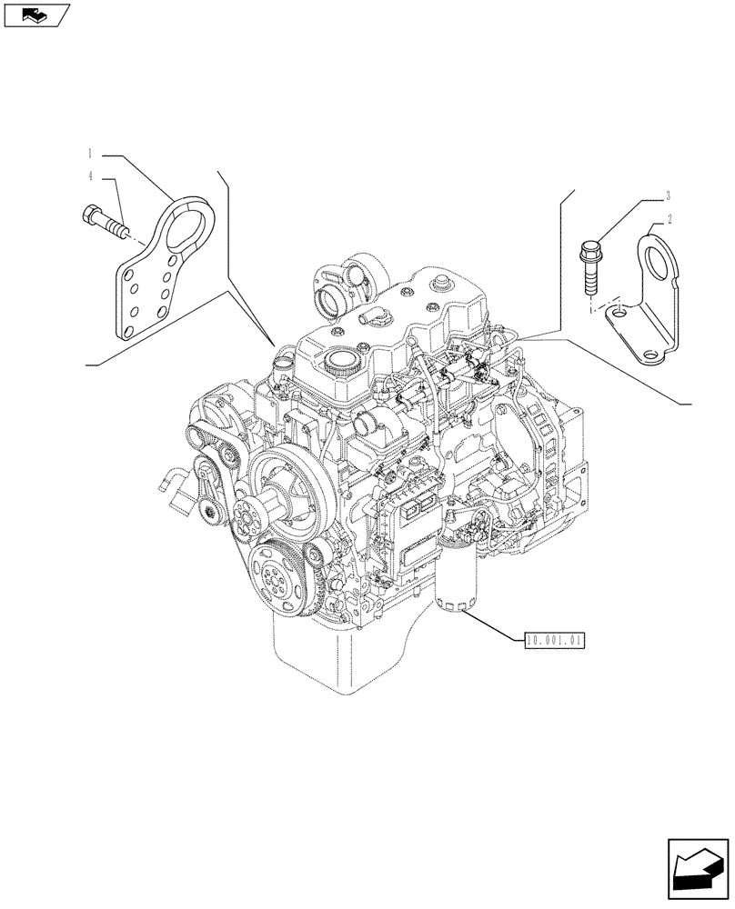 Схема запчастей Case F4HFE413H A007 - (10.012.04) - HOOKS - ENGINE (2855536) (10) - ENGINE