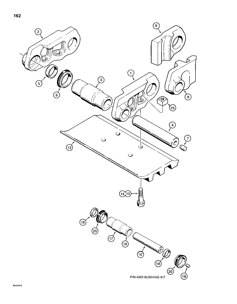 Схема запчастей Case 1150D - (162) - CASE LUBRICATED TRACK CHAIN, IF USED, WITH SPLIT MASTER LINKS (11) - TRACKS/STEERING