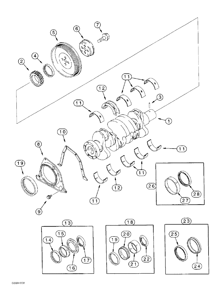 Схема запчастей Case 585E - (2-37C) - CRANKSHAFT, P.I.N. JJG0251722 AND AFTER, 4-390 EMISSIONS CERTIFIED ENGINE (02) - ENGINE