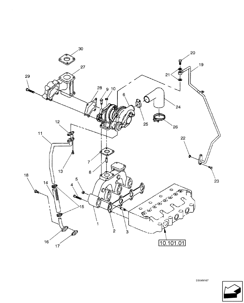 Схема запчастей Case SV185 - (10.250.AC) - TURBOCHARGER (10) - ENGINE