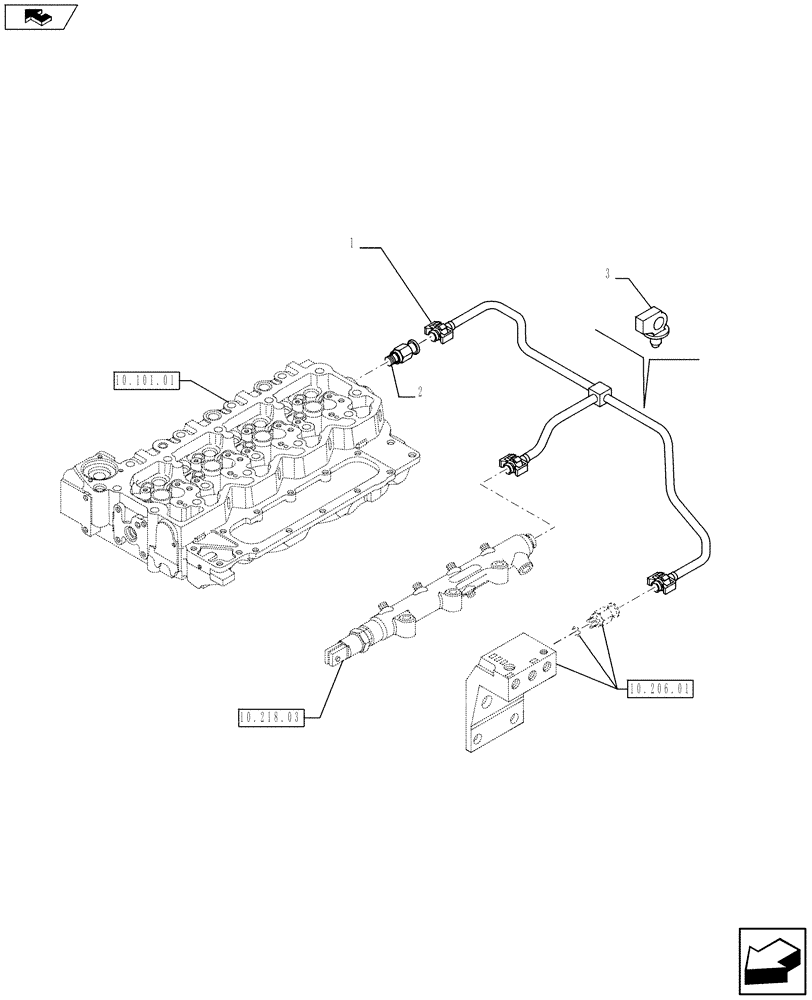 Схема запчастей Case F4HE0484G J100 - (10.218.05) - INJECTION EQUIPMENT - PIPING (2859496) (10) - ENGINE