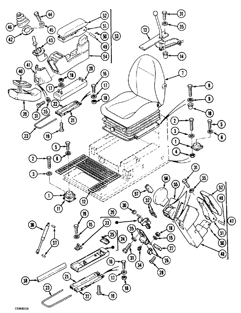 Схема запчастей Case 688BCK - (9D-22) - OPERATORS COMPARTMENT, 688B CK (120535, 120548, 120566-) (05.1) - UPPERSTRUCTURE CHASSIS/ATTACHMENTS