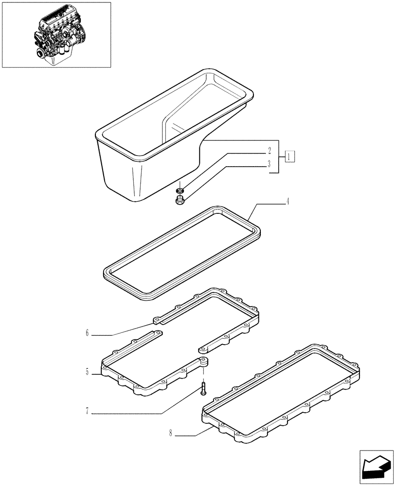 Схема запчастей Case F3BE0684E B003 - (0.04.2[01]) - OIL SUMP & RELATED PARTS (500352828) 