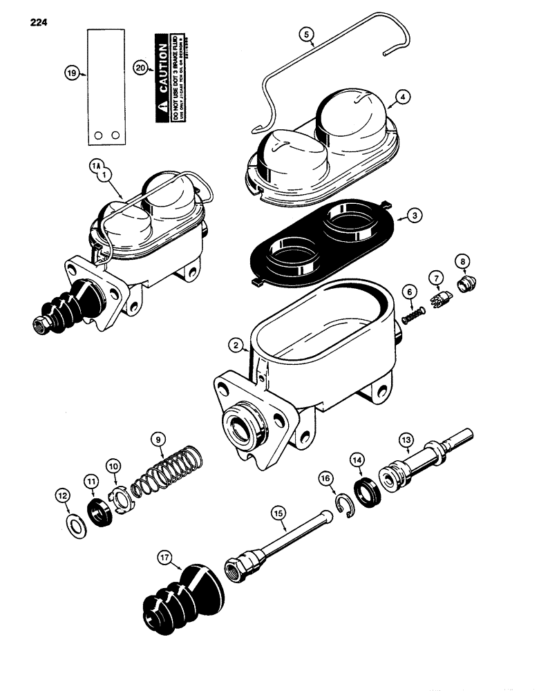 Схема запчастей Case 480D - (224) - D120090 AND D126695 BRAKE MASTER CYLINDERS (33) - BRAKES & CONTROLS