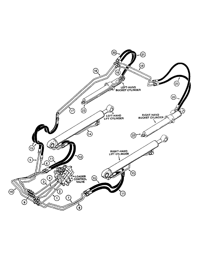 Схема запчастей Case 580K - (1-012) - PICTORIAL INDEX, LOADER HYDRAULICS, LIFT AND BUCKET CYLINDERS (00) - PICTORIAL INDEX