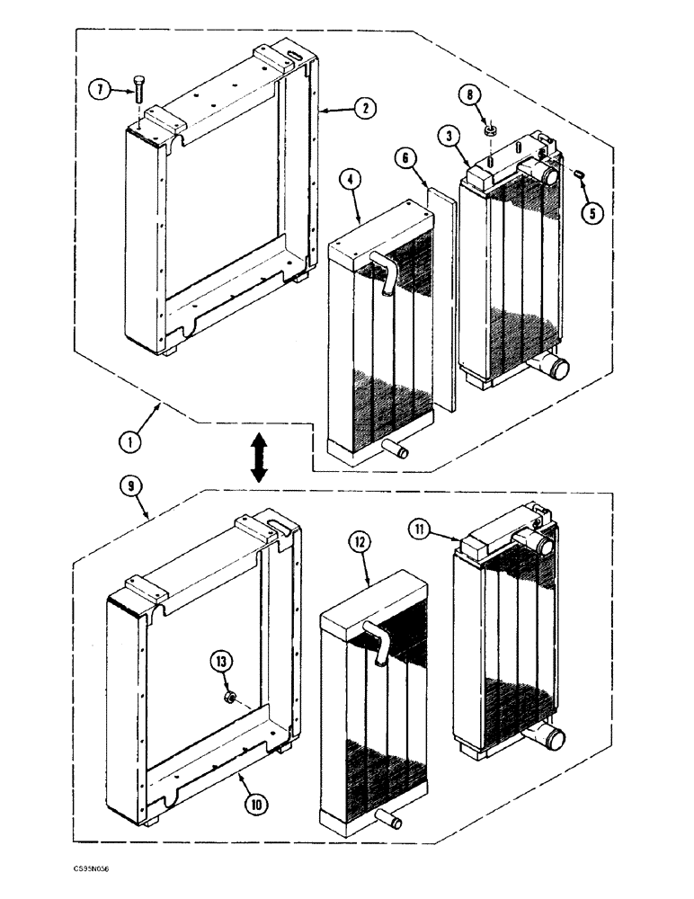 Схема запчастей Case 688BCK - (2-12) - RADIATOR AND OIL COOLER, 688B CK (120301-) (01) - ENGINE