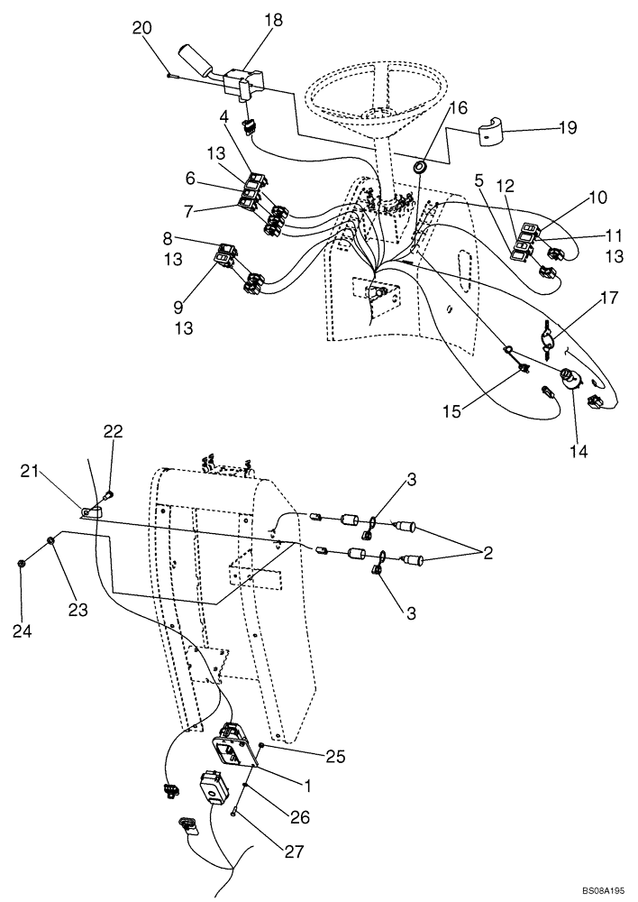 Схема запчастей Case 588G - (04-08) - HARNESS - CONSOLE (04) - ELECTRICAL SYSTEMS