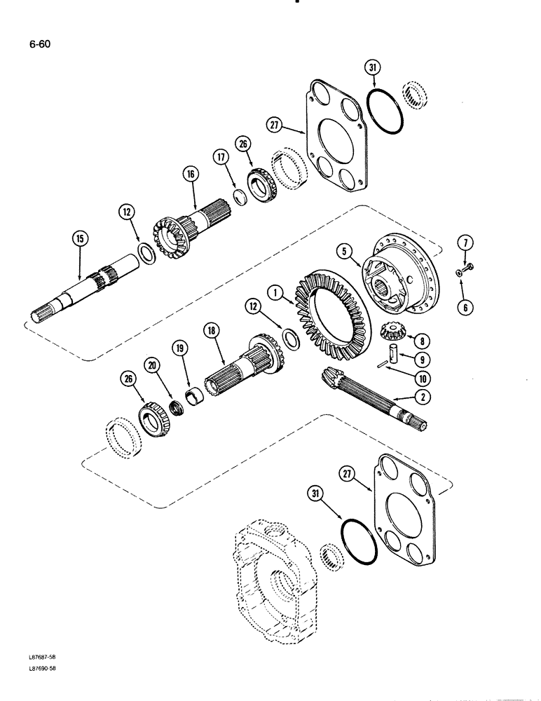 Схема запчастей Case 480E LL - (6-60) - TRANSAXLE, DIFFERENTIAL (06) - POWER TRAIN